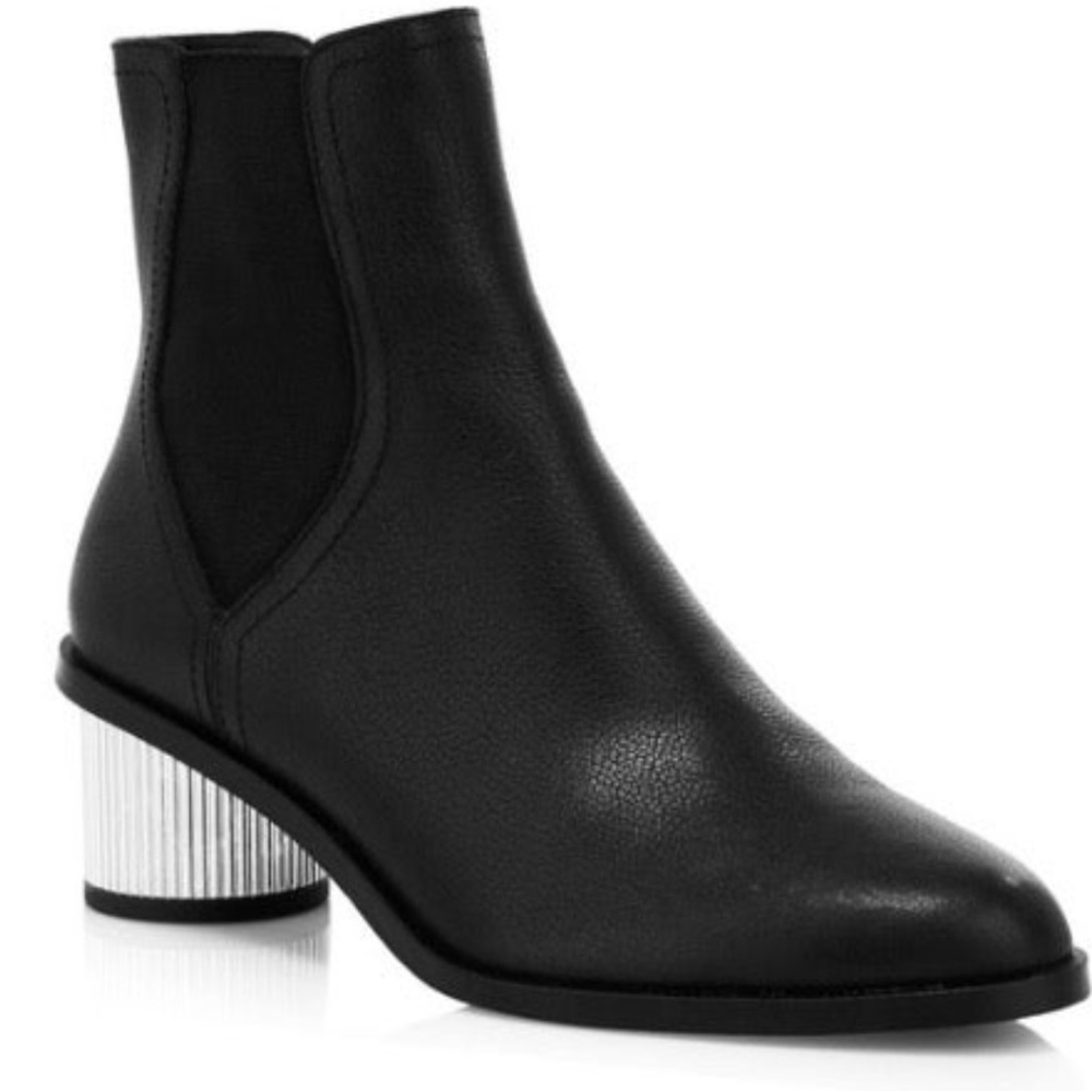 Rebecca Minkoff Darsea Chelsea Boots Pull On Metallic Silver Heels